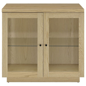 Metro - 2 Door Display Cabinet With Adjustable Shelves - Light Oak