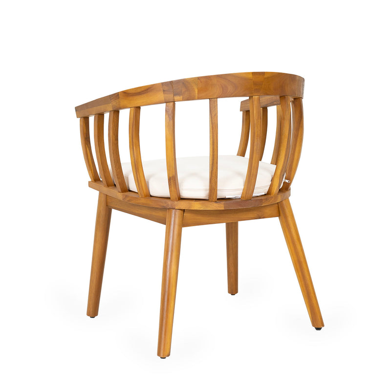 Klismos - Dining Armchair (Set of 2) - Teak / Beige - R&R Furniture Gallery (Fountain Valley, CA)