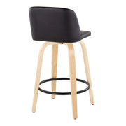 Toriano - Contemporary Modern Fixed Height Counter Stool Swivel With Round Footrest (Set of 2) - R&R Furniture Gallery (Fountain Valley, CA)