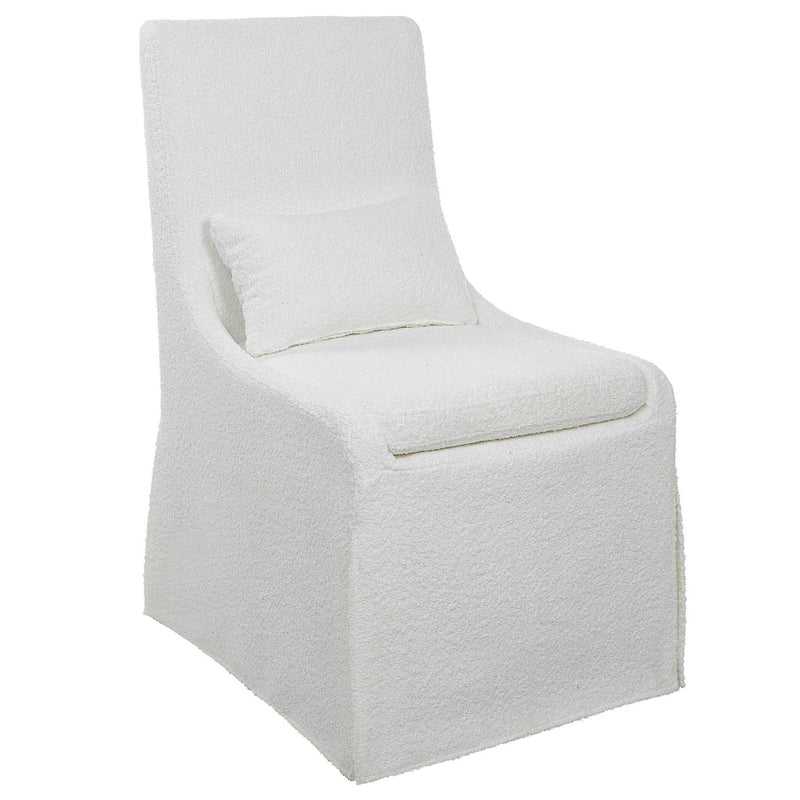 Uttermost Coley armless side chair with upholstered seat and wooden legs, modern design with neutral fabric.