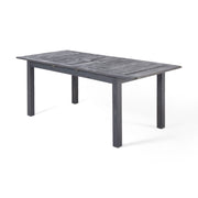 Outdoor expandable dining table by Noble House with square legs, featuring a sleek design and a spacious surface for outdoor meals.