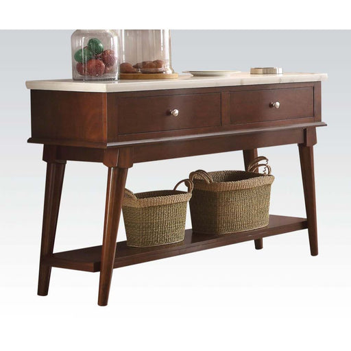 Gasha - Server - White Marble Top & Walnut - R&R Furniture Gallery (Fountain Valley, CA)