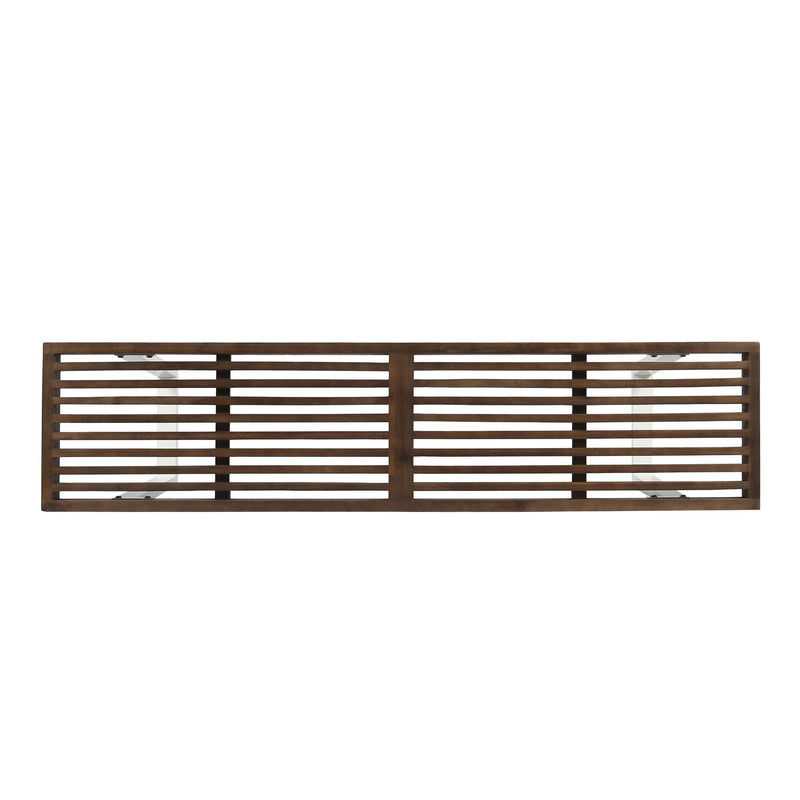 Noble House Intrinsic outdoor dining bench with slat top, wooden slatted design, suitable for patio or garden seating.