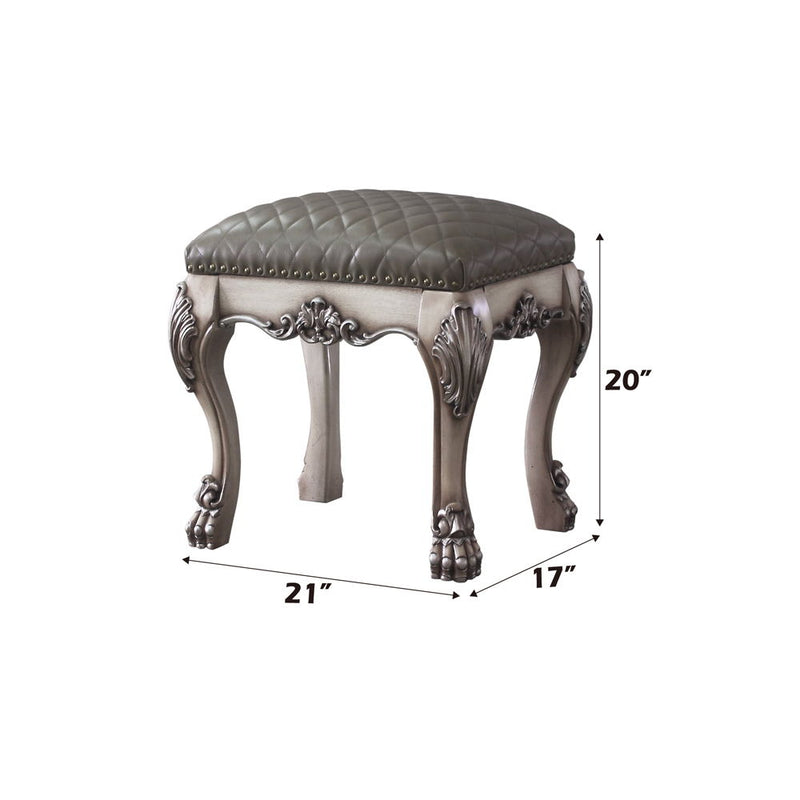 Dresden - Vanity Stool - Vintage Bone White & Synthetic Leather - R&R Furniture Gallery (Fountain Valley, CA)