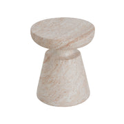 Noble House beige lightweight concrete side table with travertine top, suitable for outdoor or indoor use.