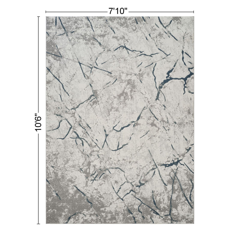 Geometrix - 7'10" X 10'6" Area Rug, Geometric 3D Effect - Ivory / Gray - R&R Furniture Gallery (Fountain Valley, CA)