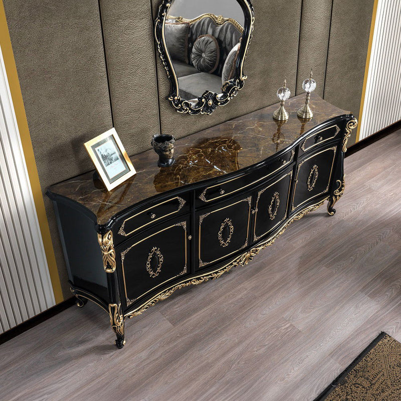 Betria - Console Cabinet - Gold & Black - R&R Furniture Gallery (Fountain Valley, CA)