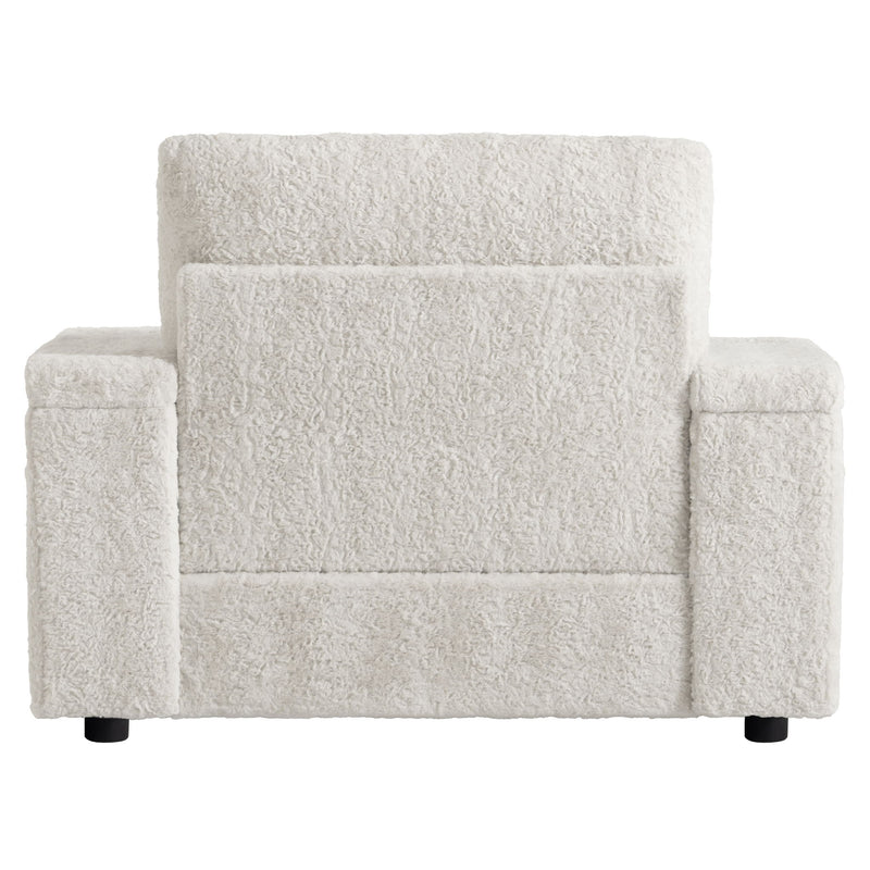 Oversized Chaise Lounge Indoor Rabbit Fur Sofa Bed With Storage Ottoman And Armrests Cup Holders With Deep Seat - R&R Furniture Gallery (Fountain Valley, CA)