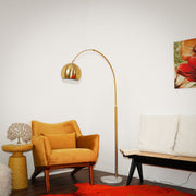 Oasis - Long Arm Gold Adjustable Floor Lamp With Round Marble Base - Gold / White Marble - R&R Furniture Gallery (Fountain Valley, CA)