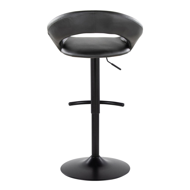 Set of two Lumi Source Posh contemporary adjustable barstools with swivel seats and rounded T footrests.