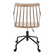 Lumi Source Preston Farmhouse adjustable office chair with wooden arms and fabric upholstery, modern desk chair for home office use.