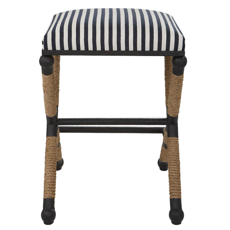 Uttermost Braddock backless counter stool in black with a sleek, modern design, perfect for counter height seating.
