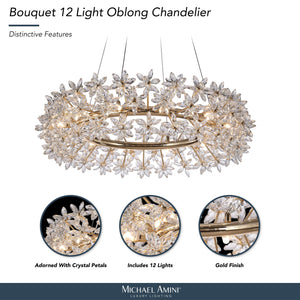 Michael Amini Lighting - Bouquet Round 32" Crystal Chandelier - Gold