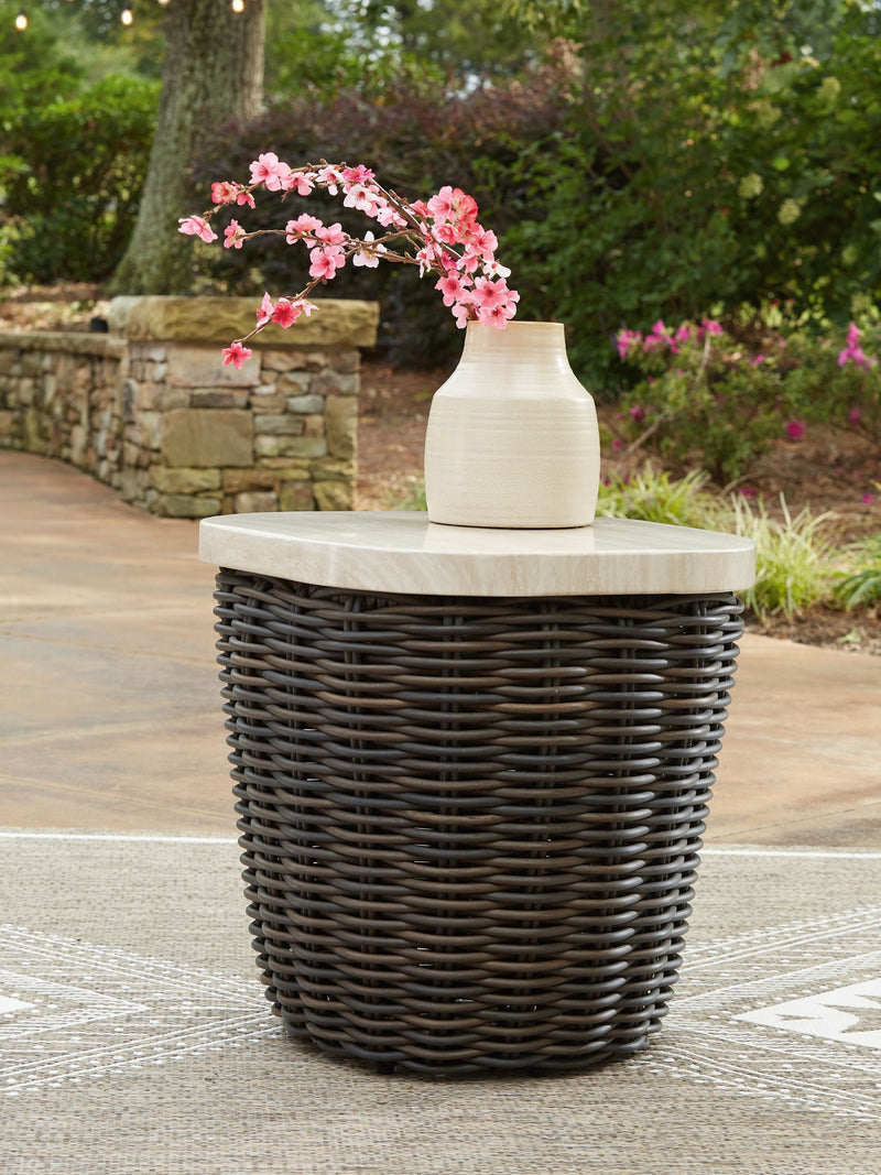 Kimora - Square End Table - Beige / Dark Brown - R&R Furniture Gallery (Fountain Valley, CA)