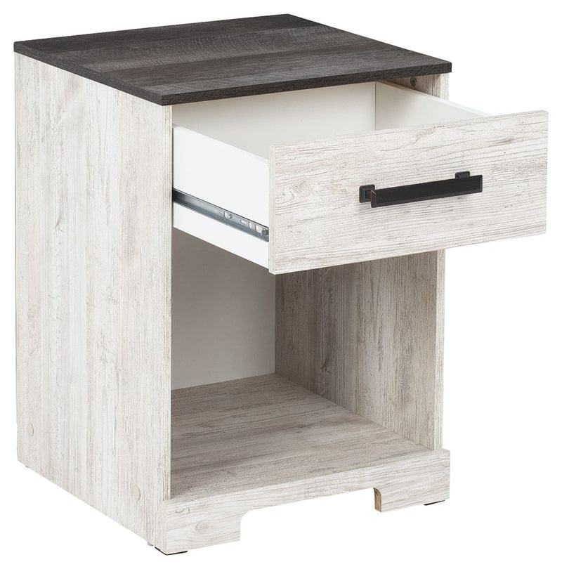 Shawburn - One Drawer Night Stand - Whitewash / Charcoal Gray - R&R Furniture Gallery (Fountain Valley, CA)