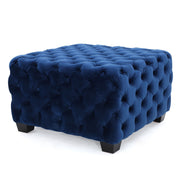 Noble House modern glam upholstered ottoman with button tufted design, soft fabric upholstery, and stylish contemporary look.