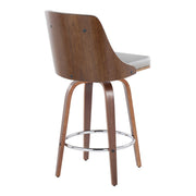 Lumi Source Gianna mid-century modern fixed height stool set with swivel, round footrest, and sleek design, two stools shown.