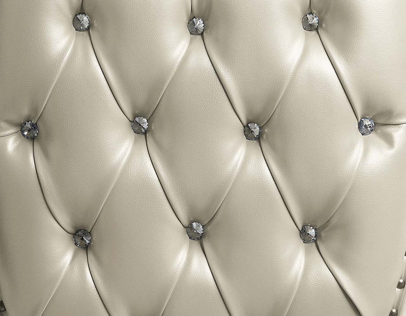 Vanaheim - Eastern King Bed - Beige Synthetic Leather & Antique White - R&R Furniture Gallery (Fountain Valley, CA)
