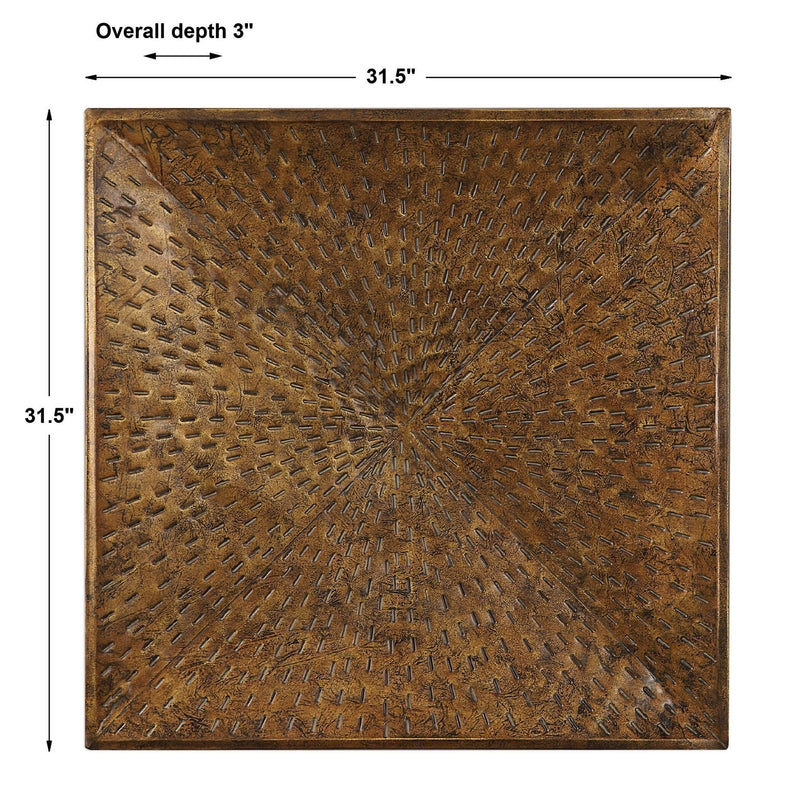 Antiqued bronze Blaise wall art by Uttermost, decorative wall decor with intricate design for elegant home styling.