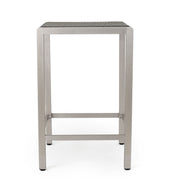 Outdoor 43" Aluminum Bar Table With Rattan Table Top - Gray / Silver - R&R Furniture Gallery (Fountain Valley, CA)