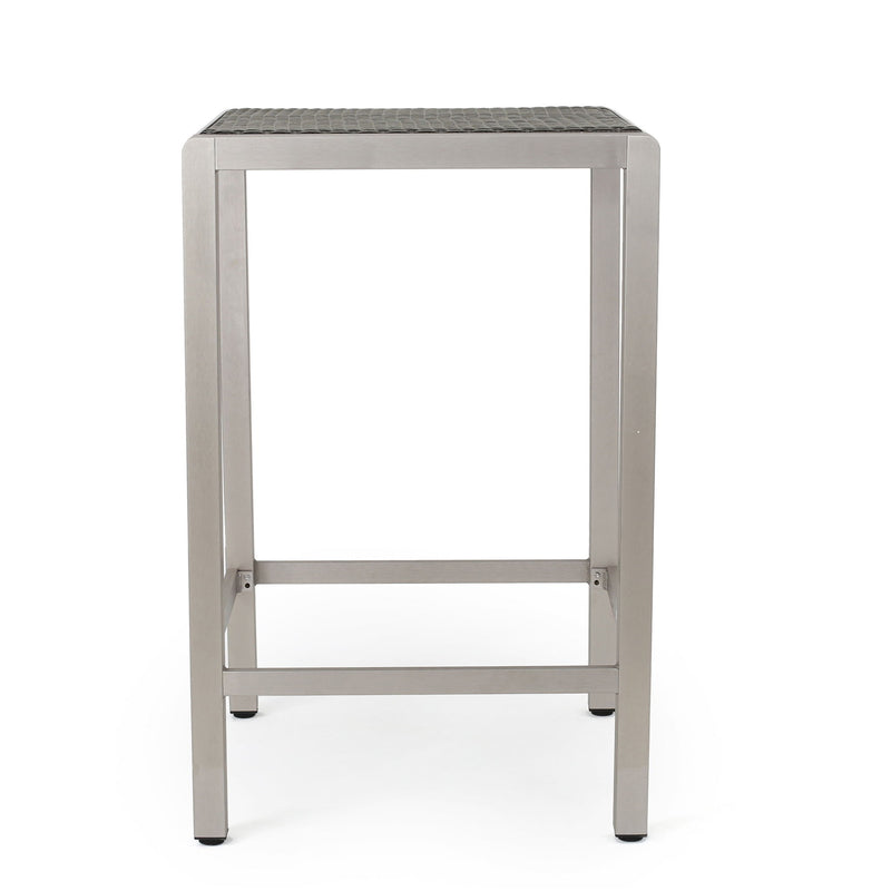 Outdoor 43" Aluminum Bar Table With Rattan Table Top - Gray / Silver - R&R Furniture Gallery (Fountain Valley, CA)
