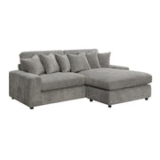 Tavia - Reversible Sectional Sofa With 6 Pillows - Gray Corduroy - R&R Furniture Gallery (Fountain Valley, CA)
