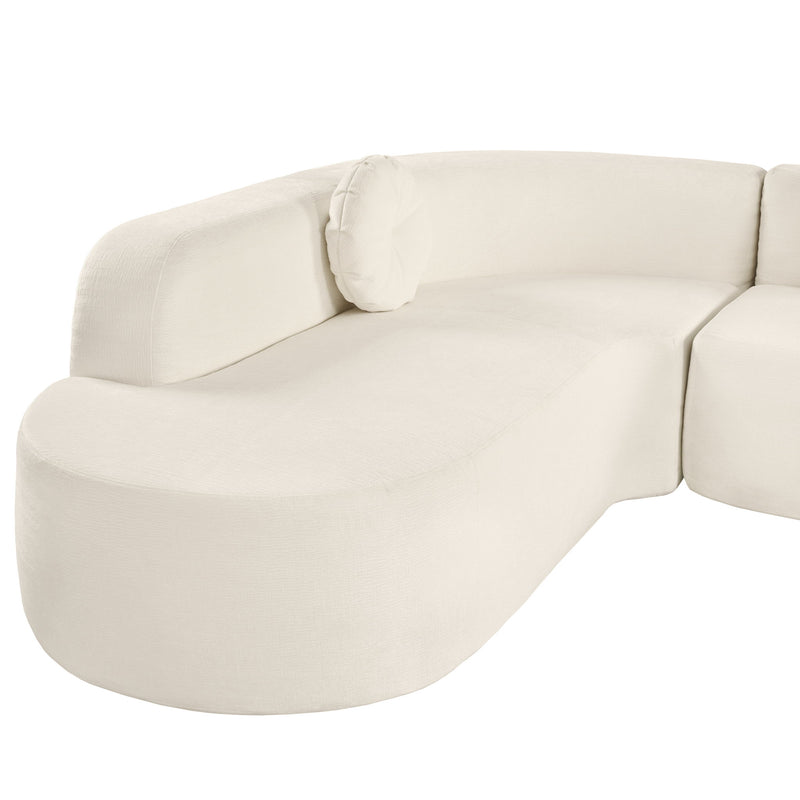 Extra Large Sectional Sofa Soft Fabric Upholstery, Elegant Curved Design With 3 Round Cushions, High - Resilience Foam For Ultimate Comfort - Beige - R&R Furniture Gallery (Fountain Valley, CA)