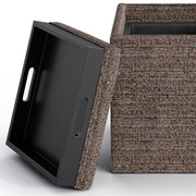 Rockwood - Upholstered Cube Storage Ottoman With Tray - R&R Furniture Gallery (Fountain Valley, CA)