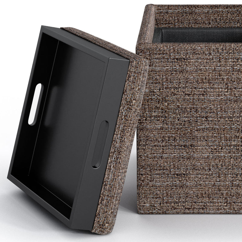 Rockwood - Upholstered Cube Storage Ottoman With Tray - R&R Furniture Gallery (Fountain Valley, CA)