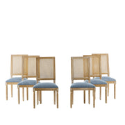 French Country Dining Chair With Rectangular Cane Backrest And Smooth Upholstered Seating - R&R Furniture Gallery (Fountain Valley, CA)