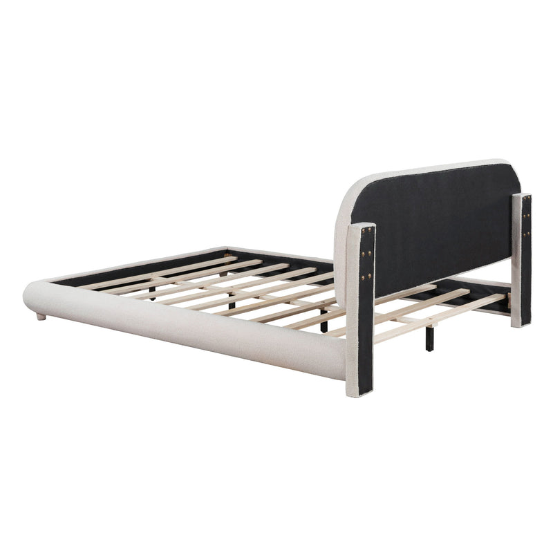 Upholstered Platform Bed With Thick Solid Frame And Stylish Curve-Shaped Design - R&R Furniture Gallery (Fountain Valley, CA)