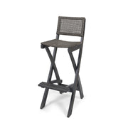 Outdoor Folding Acacia Wood Barstools With Rattan Backrest And Seat - R&R Furniture Gallery (Fountain Valley, CA)