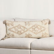 Ivory and natural Farm accent pillow by Classic Home featuring a textured fabric and farmhouse-inspired design.