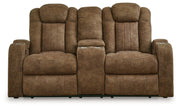 Wolfridge - Power Reclining Loveseat With Console /Adj Hdrst - Brindle - R&R Furniture Gallery (Fountain Valley, CA)