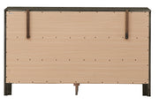 Gray Burlington dresser by Glory Furniture with multiple drawers, modern design, and sleek finish.