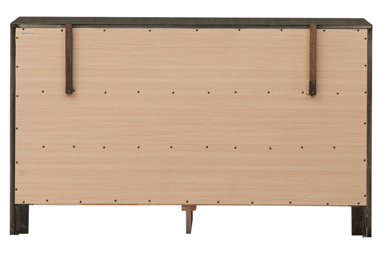 Gray Burlington dresser by Glory Furniture with multiple drawers, modern design, and sleek finish.