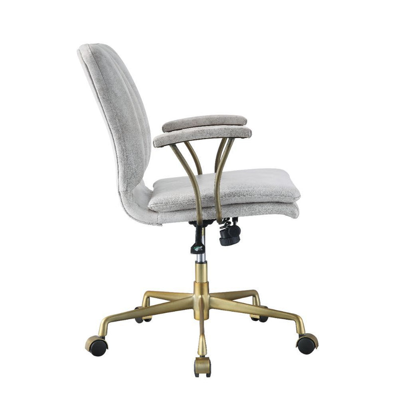 Damir - Office Chair - Vintage White Top Grain Leather & Chrome - R&R Furniture Gallery (Fountain Valley, CA)