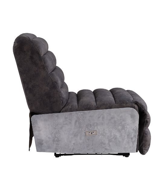 Okzuil - Power Motion Recliner - Two Tone Gray Top Grain Leather & Aluminum - R&R Furniture Gallery (Fountain Valley, CA)