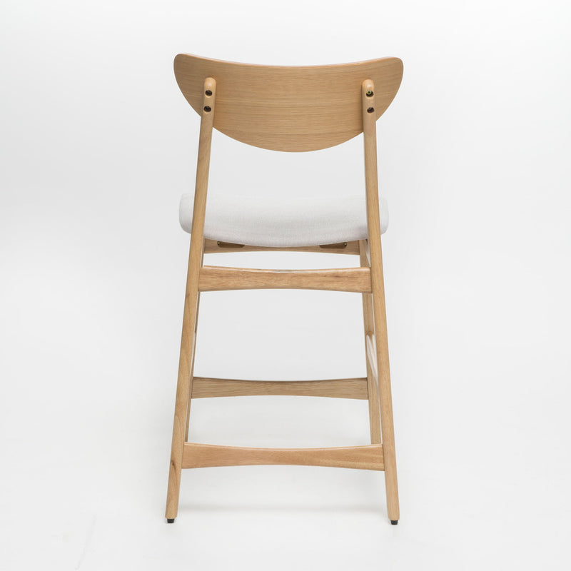 Set of two Noble House retro modern counter height stools with cushioned seats, featuring stylish design and wooden legs.
