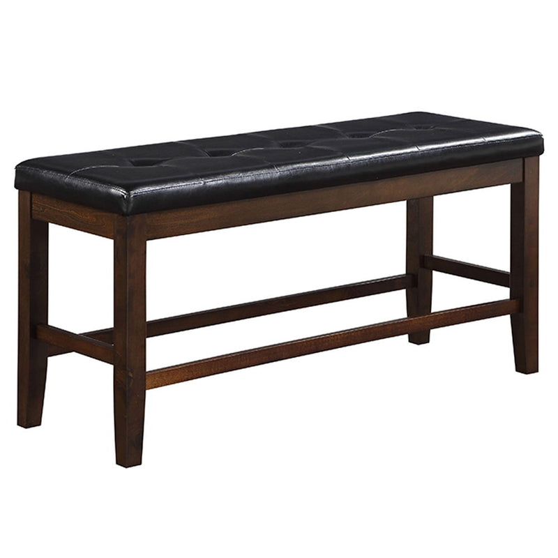 Urbana - Counter Height Bench - Black Synthetic Leather & Espresso - R&R Furniture Gallery (Fountain Valley, CA)
