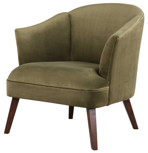 Uttermost Conroy olive accent chair with plush upholstery and modern design, showcasing its comfortable and stylish appearance.