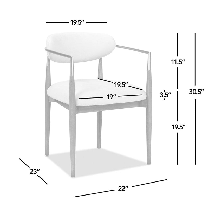 Artemis - Mixed Material Upholstered Dining Arm Chair - Warm White - R&R Furniture Gallery (Fountain Valley, CA)