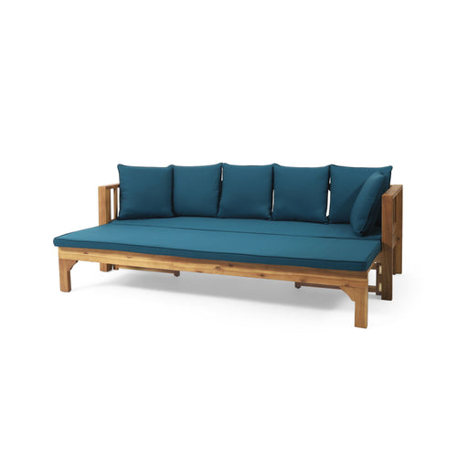 Outdoor Daybed With X-Shaped Panel Backrest And Armrests - Teak - R&R Furniture Gallery (Fountain Valley, CA)