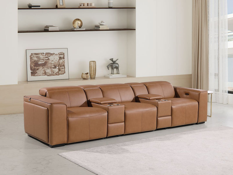 1224 - 5-Piece Modular Power Reclining Sofa In With 3 Power Recliners & Power Headrests - R&R Furniture Gallery (Fountain Valley, CA)