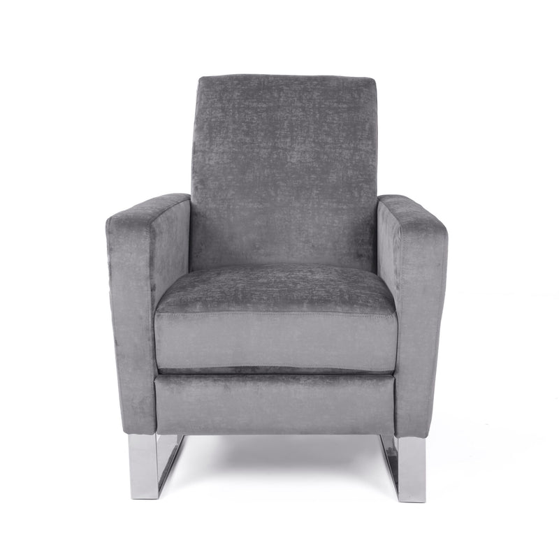 Bolt - Upholstered Recliner Chair With Stainless Steel Base - Gray / Chrome - R&R Furniture Gallery (Fountain Valley, CA)