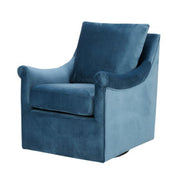 Swivel Chair With Curved Arms And Straight Back - Blue - R&R Furniture Gallery (Fountain Valley, CA)