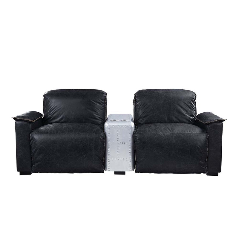 Misezon - Power Motion Recliner - Black Top Grain Leather & Aluminum - R&R Furniture Gallery (Fountain Valley, CA)