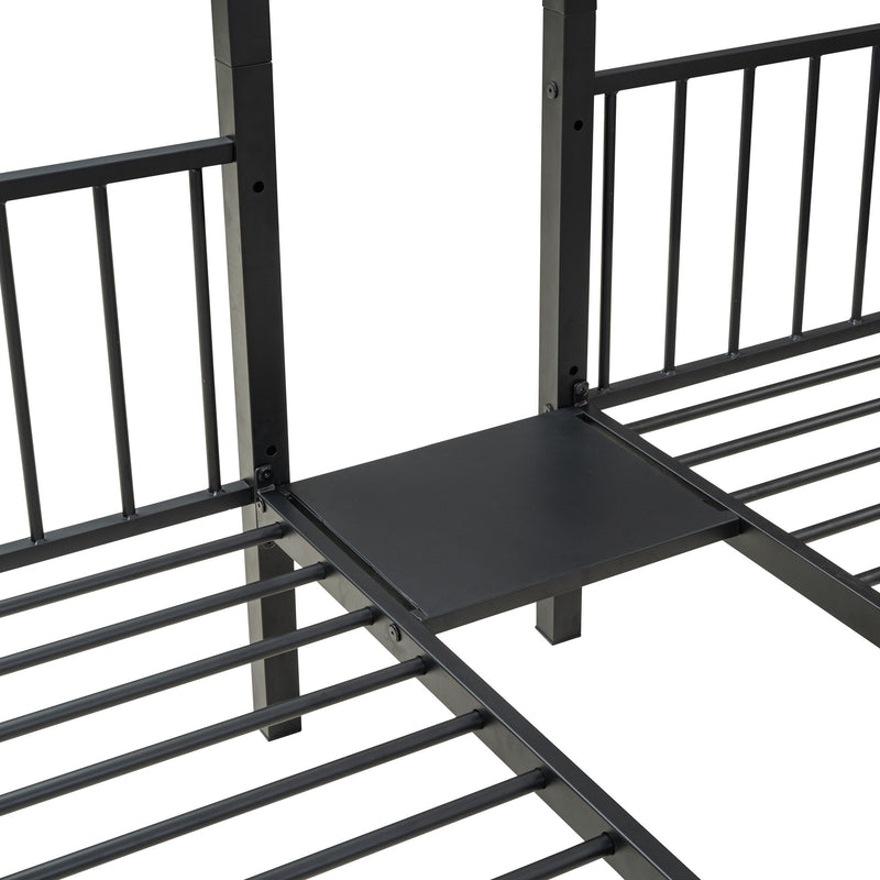 Full Over Twin-Twin Triple Bunk Bed With Drawers And Staircase - Black - R&R Furniture Gallery (Fountain Valley, CA)