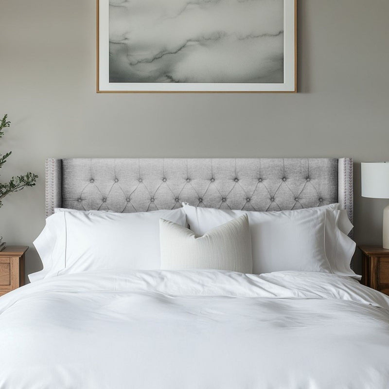 Transitional Upholstery Headboard With Tufted Buttons And Nailhead Trim - R&R Furniture Gallery (Fountain Valley, CA)