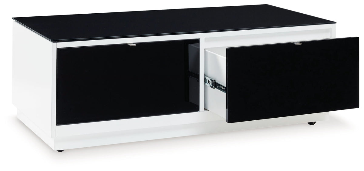 Gardoni - Rectangular Cocktail Table - White / Black - R&R Furniture Gallery (Fountain Valley, CA)